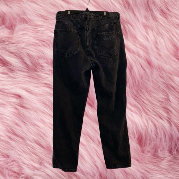 Garage Distressed Black High Waisted Denim Mom Jeans - Picture 2 of 10